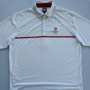 FootJoy FJ Dunes Maui Lani Golf Polo Shirt XL White Red Star Pattern Performance